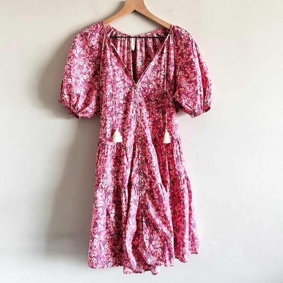 Spell & the Gypsy Poppy Smock Mini Dress | Pink Candy Floral | Size M | NWT - Picture 3 of 16